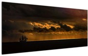 Obraz plachetnice pri západe slnka (120x50 cm)