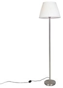 Moderná stojaca lampa oceľ s bielym plisovaným tienidlom 45 cm - Simplo
