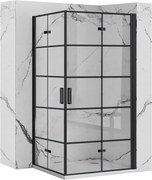 Štvorcový sprchovací kút REA MOLIER BLACK DOUBLE 80x80 cm, čierny/transparent - bez vaničky
