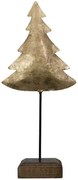 Dekorácia zlatý antik kovový stromček na drevenom podstavci - 10*8*28cm