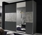 Šatníková skriňa Prenzlau, 218 cm,tmavá sivá / sivý betón%