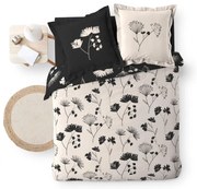 Čierno-béžové predĺžené obliečky na dvojlôžko z bavlneného perkálu 240x220 cm Iris – douceur d'intérieur