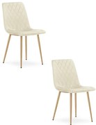 Set dvoch jedálenských stoličiek TURIN zamatové, svetlobéžové / hnedé nohy (2 ks)