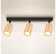 Brilagi - Bodové svietidlo SELE 3xGU10/30W/230V čierna/dekor duba BG1394