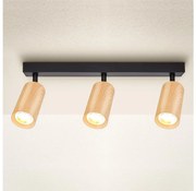 Brilagi - Bodové svietidlo SELE 3xGU10/30W/230V čierna/dekor duba