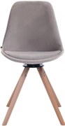 Otočná stolička Troyes - zamat, drevené nohy hranaté natura - Sivá