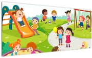 Obraz detských radovánok na pieskovisku (120x50 cm)