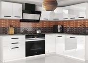 Kuchynská linka Belini 300 cm biely lesk s pracovnou doskou Armin2  INF ARMIN2/3/WT/W/0/B1