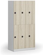 Šatníková skrinka S1 s úložnými boxmi, 6 boxov, 1850 x 900 x 500 mm, demont, kódový zámok, laminované dvere, dub prírodný