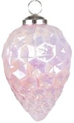 Růžová duhová skleněná ozdoba šiška - Ø 6*11 cm