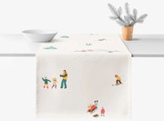 Goldea vianočný behúň na stôl 100% bavlnené plátno - zimné radovánky 20x120 cm