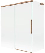 Mexen Rox, L posuvná 2-krídlová vaňová zástena 140 + 70 x 150 cm, 8mm číre sklo, medený matný profil, 8C9L-140-070-65-00