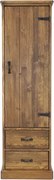 Úzky rustikálny šatník s dvomi zásuvkami, 57x60x190 cm