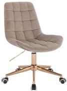 LuxuryForm DESIGN Stolička PARIS VELUR na zlatej podstave s kolieskami - latte