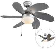Stropný ventilátor oceľový s potlačou dreva 80 cm s ťahovým spínačom - Fresh