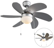 Stropný ventilátor oceľový s potlačou dreva 80 cm s ťahovým spínačom - Fresh