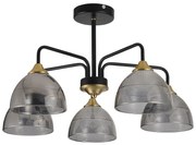 Toolight Toolight, závesné svietidlo 5xE27, G085-5C, čierna-šedé sklo, OSW-09702