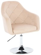 LuxuryForm DESIGN Kreslo ROMA VELUR na striebornom tanieri - krémové