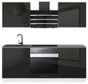 Kuchynská linka Belini Premium Full Version 180 cm čierny lesk s pracovnou doskou MARY