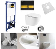 Laveo Laveo, závesný set pod omietku Akan + závesná WC misa Desna s toaletným sedadlom z duroplastu, Vortex splachovanie, biela lesklá, LAV-SETDESNAGD