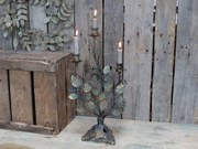 Kovový 3-ramenný vintage svietnik s listami Leaves - 27*15*50 cm