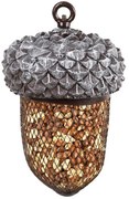 Závesné kŕmidlo pre vtáky Acorn, 30x13,5 cm, kov/polyesterová živica, sivá