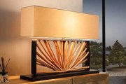 Dizajnová stolná lampa Surinam prírodné drevo longan 80cm béžová
