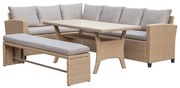 Rohová sedacia súprava Stockholm z lavicou natural
