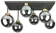 Prisadený luster DEA 6xE14/60W/230V čierna/zlatá/dymová čierna
