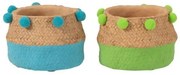 2ks Cementový kvetináč PomPom modrá, zelená S- 15 * 15 * 10 cm