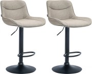 2x Barová stolička Vonore - látka, čierny rám - Sivo hnedá (Taupe)