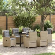 vidaXL 7-dielny záhradný jedálenský set Béžový poly ratan