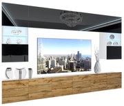 Obývacia stena Belini Premium Full Version čierny lesk / dub wotan + LED osvetlenie Nexum 13