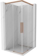 Mexen Rox, Duo posuvný sprchový kút 75 x 75 cm, 8mm číre sklo, medený matný profil, 8C2D-075-075-65-00