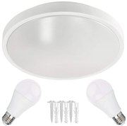 ECOLIGHT LED stropné svietidlo 2xE27 guľatá biela + 2x E27 10W neutrálna biela žiarovka