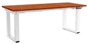 Výškovo nastaviteľný stôl OfficeTech Strong 180 x 80 cm, biela podnož, čerešňa