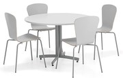 Zostava nábytku SANNA + MILLA PLUS, 1 stôl, 4 stoličky, strieborná/svetlošedá