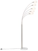 Dizajnová stojaca lampa oceľ s opálovým sklom 5-svetlo - Sixties Marmo
