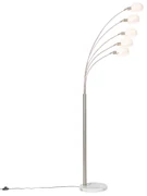 Dizajnová stojaca lampa oceľ s opálovým sklom 5-svetlo - Sixties Marmo