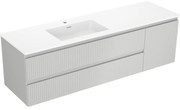 Mexen Rivel, kúpeľňová skrinka 160 cm s ľavým umývadlom Otis, 2S, 1D, drážkovaná, sivá matná/biela matná - 91A23-16047-3-BBFFF62-W18L01