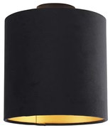 Stropné svietidlo s čiernym a zlatým zamatovým tienidlom 25 cm - Combi Black