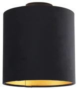 Stropné svietidlo s čiernym a zlatým zamatovým tienidlom 25 cm - Combi Black
