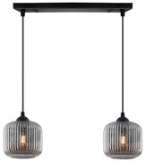 Závesné svietidlo Riffle, 2x grafitové sklenené tienidlo