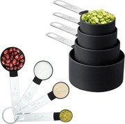 ALTOM Kuchynské odmerky do dóz, súprava 8ks s kovovým úchytom, sivé