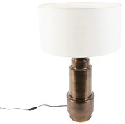 Art Deco stolná lampa s tienidlom biela 50 cm - Bruut
