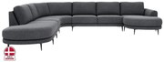 Sedacia súprava DUNA v tvare U, Ľavá, sivá (matrix-17-dark grey)