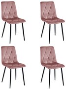 Set štyroch jedálenských stoličiek LIBRA zamatové, ružové / čierne nohy (4 ks)