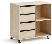 Študentská úložná skrinka CASPER, 4 zásuvky, 2 priehradky, breza