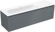 Mexen Rivel, kúpeľňová skrinka 160 cm s umývadlom Vela ľavá, 1S, 1D, drážkovaná, grafitová matná/biela matná, 91A23-16047-3-BBFF66-W23L01