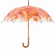 Transparentný tyčový dáždnik Esschert Design Ambiance Birdcage Fall Leaves, ⌀ 93 cm